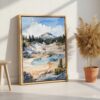 05 - Lassen Volcanic National Park Watercolor Canvas Print with Natural Floater Frame - Standing on Floor - Vertical.jpg
