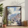 05 - Madeira - Watercolor Canvas Print with Brown Floater Frame - Standing on Floor - Vertical.jpg