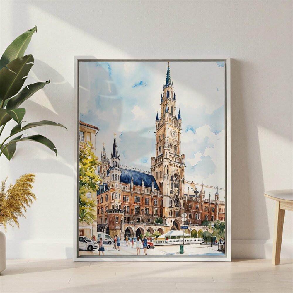 05 - Munich Marienplatz Canvas Print with White Floater Frame - Standing on Floor - Vertical.jpg 05 - Munich Marienplatz Canvas Print with White Floater Frame - Standing on Floor - Vertical.jpg