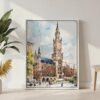 05 - Munich Marienplatz Canvas Print with White Floater Frame - Standing on Floor - Vertical.jpg