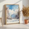 05 - Sapporo Japan Watercolor Canvas Print with Natural Floater Frame - Standing on Floor - Vertical.jpg