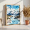 05 - Wrangell-St. Elias National Park Watercolor Canvas Print with Natural Floater Frame - Standing on Floor - Vertical.jpg