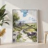 05 - Yorkshire England Watercolor Canvas Print with White Floater Frame - Standing on Floor - Vertical.jpg