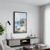 06 - Black Framed Algarve Portugal Watercolor Canvas Print - Contemporary Living Room - Vertical.jpg