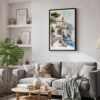 06 - Black Framed Amalfi - Watercolor Canvas Print - Skandinavian Living Room - Vertical.jpg