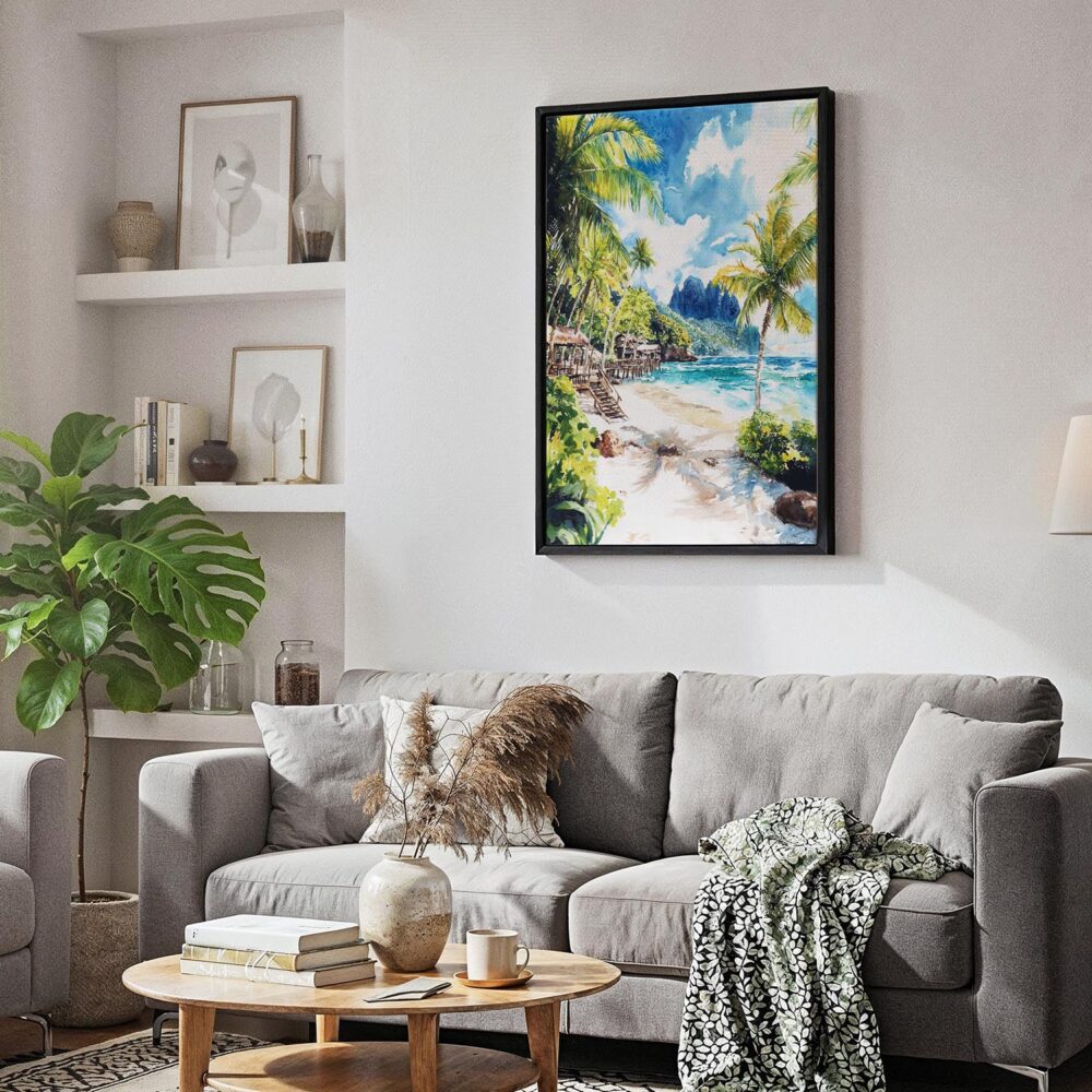 06 - Black Framed American Samoa National Park Watercolor Canvas Print - Skandinavian Living Room - Vertical.jpg 06 - Black Framed American Samoa National Park Watercolor Canvas Print - Skandinavian Living Room - Vertical.jpg