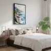 06 - Black Framed Big Sur California Watercolor Canvas Print - Bedroom - Vertical.jpg