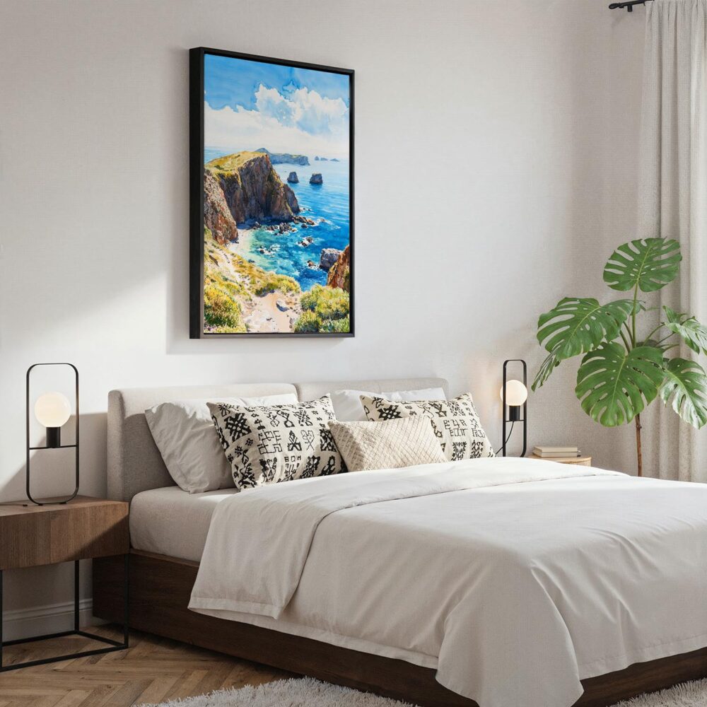 06 - Black Framed Channel Islands National Park Watercolor Canvas Print - Bedroom - Vertical.jpg 06 - Black Framed Channel Islands National Park Watercolor Canvas Print - Bedroom - Vertical.jpg