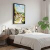 06 - Black Framed Cotswolds England Watercolor Canvas Print - Bedroom - Vertical.jpg
