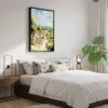 06 - Black Framed Cotswolds England Watercolor Canvas Print - Bedroom - Vertical.jpg