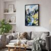 06 - Black Framed Fjadrargljufur Canyon Watercolor Canvas Print - Skandinavian Living Room - Vertical.jpg