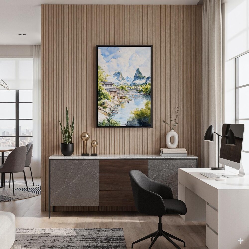 06 - Black Framed Guilin China Watercolor Canvas Print - Home Office - Vertical.jpg 06 - Black Framed Guilin China Watercolor Canvas Print - Home Office - Vertical.jpg