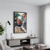 06 - Black Framed Hanoi Train Street Vietnam Watercolor Canvas Print - Contemporary Living Room - Vertical.jpg