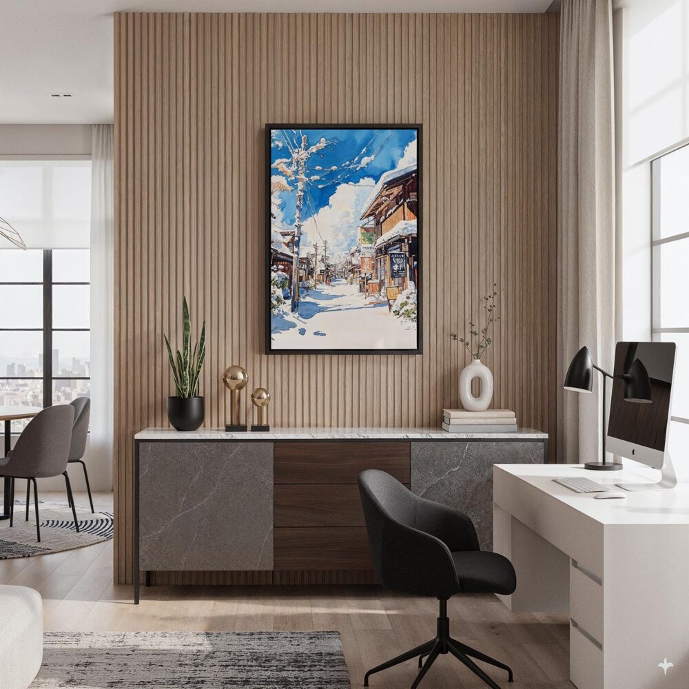 06 - Black Framed Hokkaido Village - Watercolor Canvas Print - Home Office - Vertical.jpg 06 - Black Framed Hokkaido Village - Watercolor Canvas Print - Home Office - Vertical.jpg