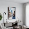 06 - Black Framed Kathmandu Nepal Watercolor Canvas Print - Contemporary Living Room - Vertical.jpg