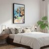 06 - Black Framed Lagos Portgual Cliffs Watercolor Canvas Print - Bedroom - Vertical.jpg