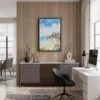 06 - Black Framed Laguna Beach Watercolor Canvas Print - Home Office - Vertical.jpg