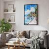 06 - Black Framed Lake Garda Italy Watercolor Canvas Print - Skandinavian Living Room - Vertical.jpg
