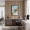 06 - Black Framed Lake Tahoe Cabin Watercolor Canvas Print - Home Office - Vertical.jpg
