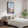 06 - Black Framed Las Vegas Watercolor Canvas Print - Bedroom - Vertical.jpg