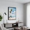 06 - Black Framed Los Angeles beach lifeguard tower Watercolor Canvas Print - Contemporary Living Room - Vertical.jpg
