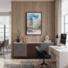 06 - Black Framed Madrid Watercolor Canvas Print - Home Office - Vertical.jpg