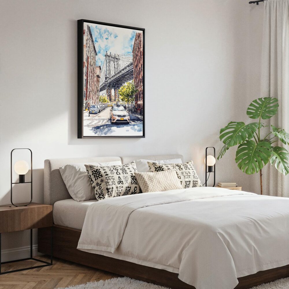 06 - Black Framed Manhattan bridge - Watercolor Canvas Print - Bedroom - Vertical.jpg 06 - Black Framed Manhattan bridge - Watercolor Canvas Print - Bedroom - Vertical.jpg