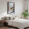 06 - Black Framed Manhattan bridge - Watercolor Canvas Print - Bedroom - Vertical.jpg