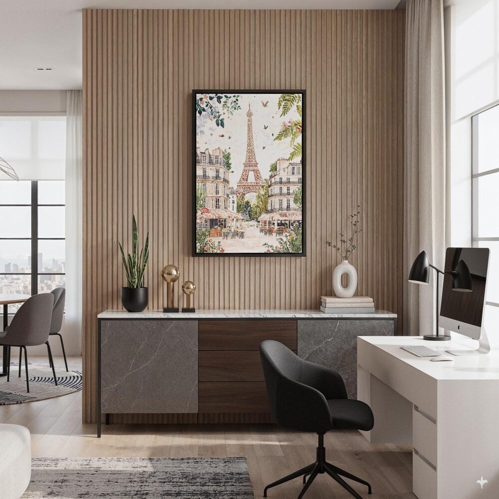 06 - Black Framed Paris Eiffel Tower Soft Watercolor Canvas Print - Home Office - Vertical.jpg 06 - Black Framed Paris Eiffel Tower Soft Watercolor Canvas Print - Home Office - Vertical.jpg