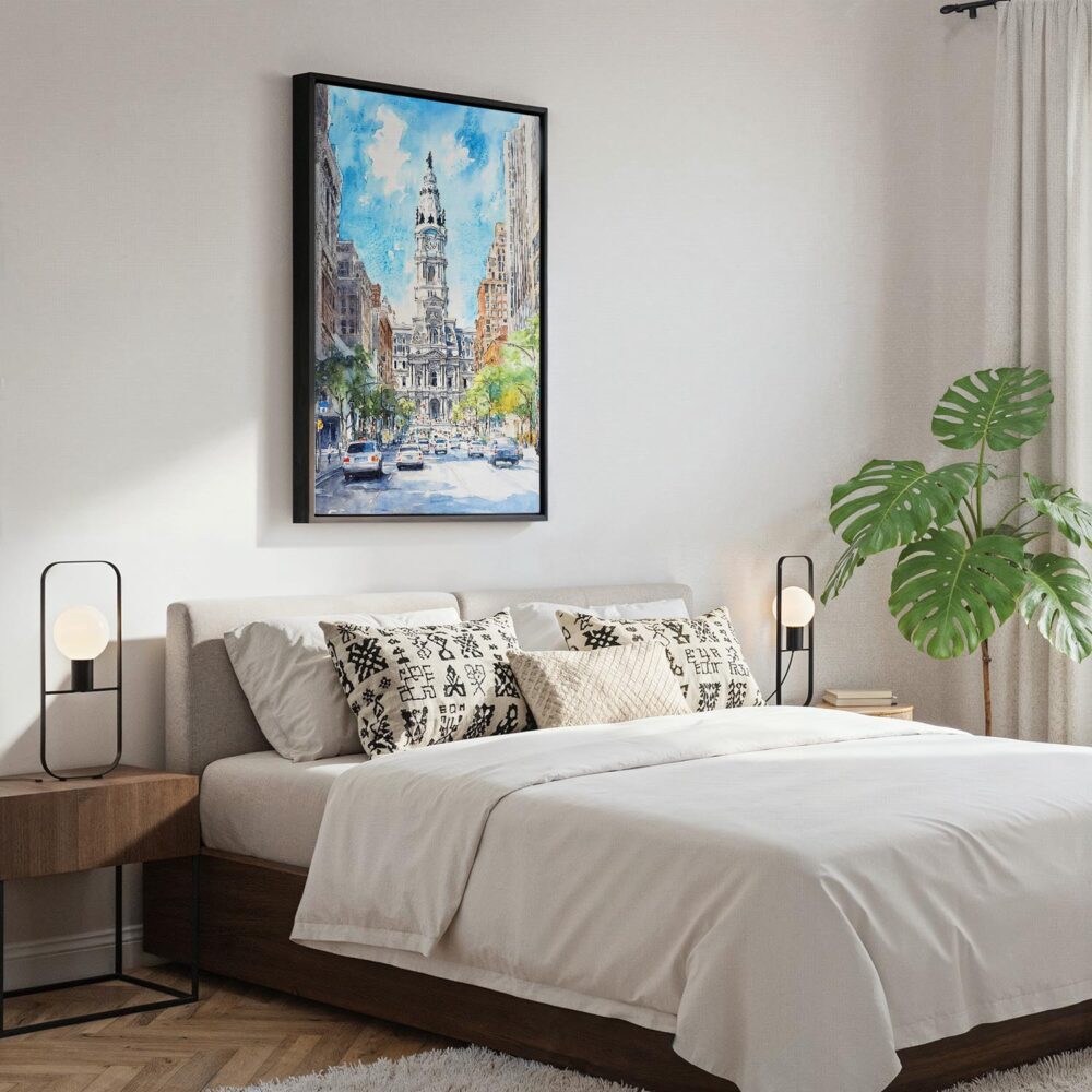 06 - Black Framed Philadelphia City Hall Canvas Print - Bedroom - Vertical.jpg 06 - Black Framed Philadelphia City Hall Canvas Print - Bedroom - Vertical.jpg