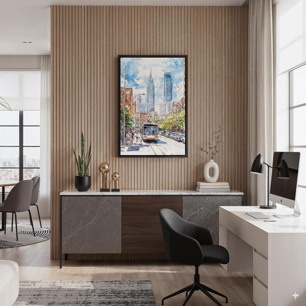 06 - Black Framed Philadelphia Downtown Canvas Print - Home Office - Vertical.jpg 06 - Black Framed Philadelphia Downtown Canvas Print - Home Office - Vertical.jpg