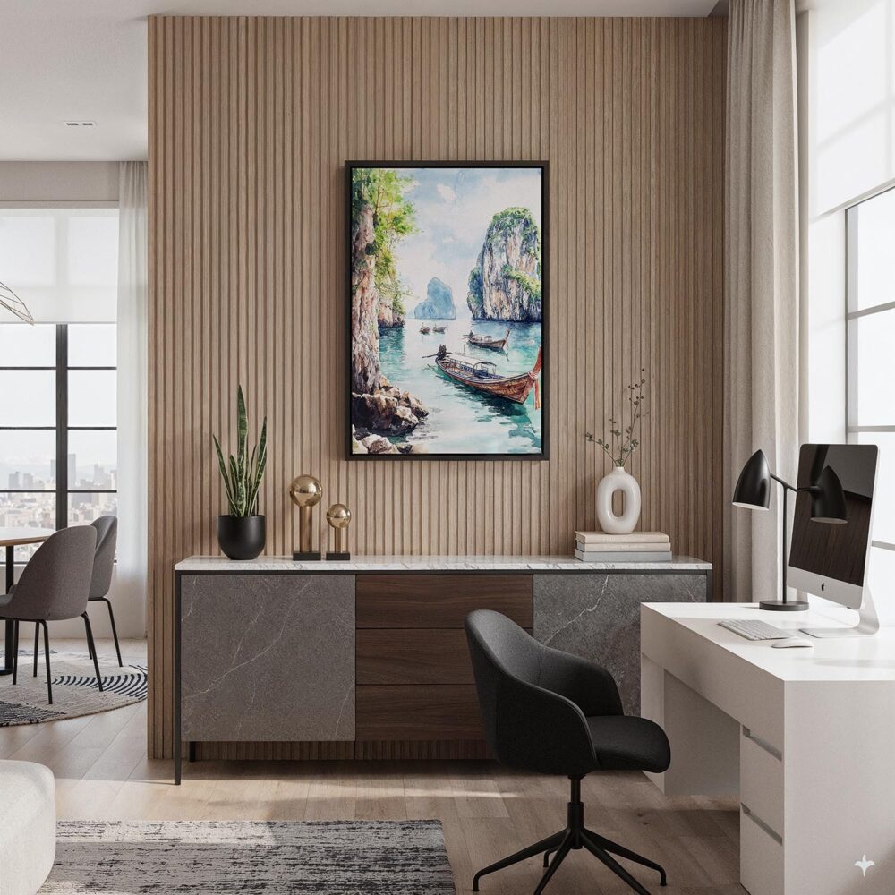 06 - Black Framed Phuket Watercolor Canvas Print - Home Office - Vertical.jpg 06 - Black Framed Phuket Watercolor Canvas Print - Home Office - Vertical.jpg