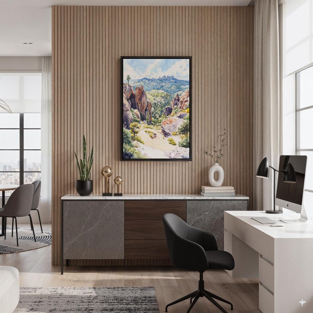 06 - Black Framed Pinnacles National Park Watercolor Canvas Print - Home Office - Vertical.jpg 06 - Black Framed Pinnacles National Park Watercolor Canvas Print - Home Office - Vertical.jpg