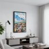 06 - Black Framed Reykjavik Watercolor Canvas Print - Contemporary Living Room - Vertical.jpg