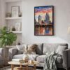 06 - Black Framed San Diego Skyline Watercolor Canvas Print - Skandinavian Living Room - Vertical.jpg
