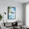 06 - Black Framed Tahiti Watercolor Canvas Print - Contemporary Living Room - Vertical.jpg