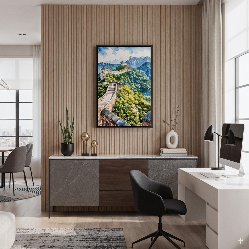 06 - Black Framed The Great Wall of China Watercolor Canvas Print - Home Office - Vertical.jpg 06 - Black Framed The Great Wall of China Watercolor Canvas Print - Home Office - Vertical.jpg