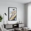 06 - Black Framed Torrey Pines San Diego Watercolor Canvas Print - Contemporary Living Room - Vertical.jpg
