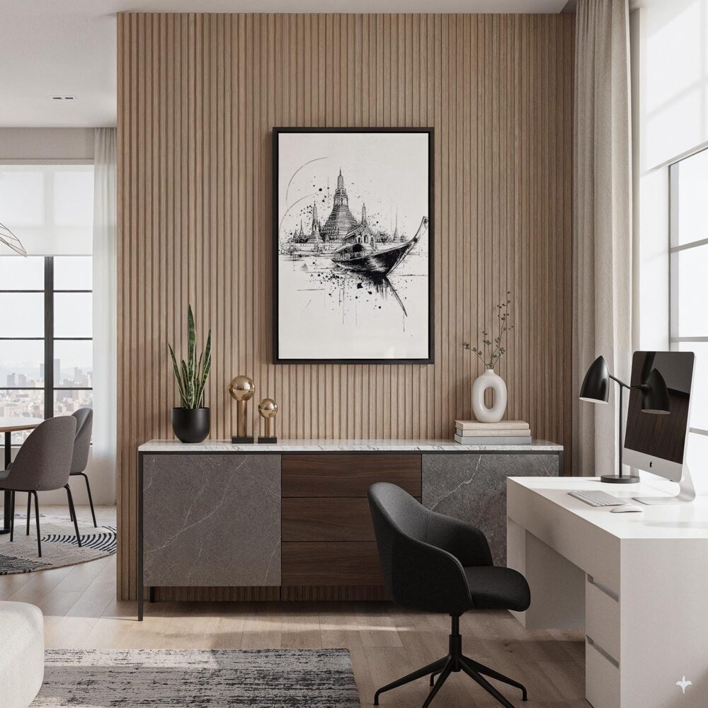 06 - Black Framed Wat arun with boat - Pencil drawing Canvas Print - Home Office - Vertical.jpg 06 - Black Framed Wat arun with boat - Pencil drawing Canvas Print - Home Office - Vertical.jpg