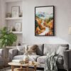 06 - Black Framed White Mountains New Hampshire Watercolor Canvas Print - Skandinavian Living Room - Vertical.jpg