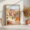 06 - Bryce Canyon National Park Watercolor Canvas Print with Natural Floater Frame - Standing on Floor - Vertical.jpg