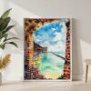 06 - Dry Tortugas National Park Watercolor Canvas Print with White Floater Frame - Standing on Floor - Vertical.jpg