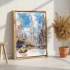 06 - Empire State Building - Watercolor Canvas Print with Natural Floater Frame - Standing on Floor - Vertical.jpg