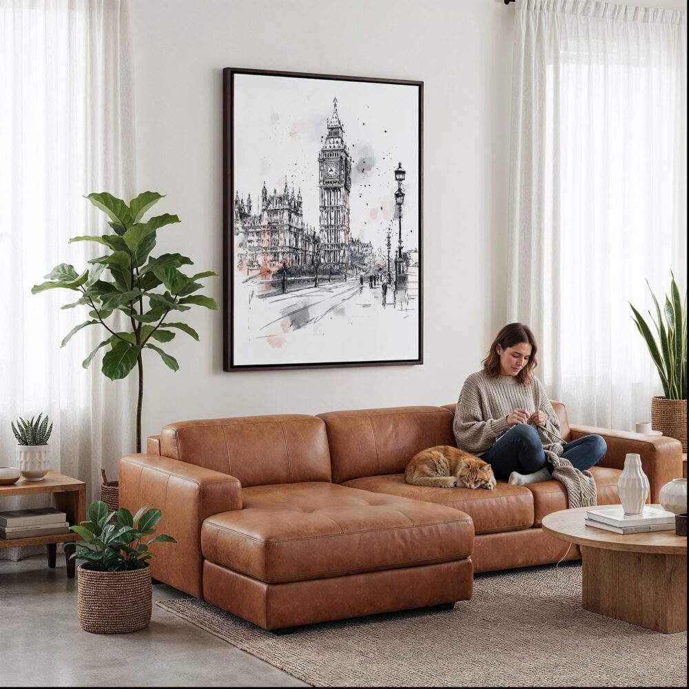 06 - Framed Big Ben - Pencil drawing Canvas Print - Woman Knitting on leather couch - Vertical.jpg 06 - Framed Big Ben - Pencil drawing Canvas Print - Woman Knitting on leather couch - Vertical.jpg