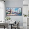 06 - Framed Brooklyn Bridge Watercolor Panorama Canvas Print - Coastal Kitchen.jpg