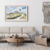 06 - Framed Cape Cod Nobska Lighthouse Watercolor - Horizontal Art Print - Boho Living Room.jpg