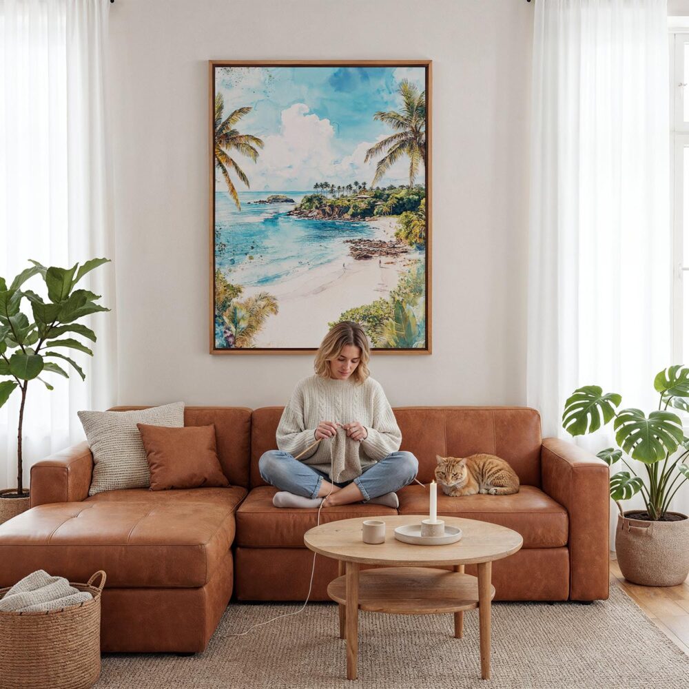 06 - Framed Costa Rica Playa Ventana Watercolor Canvas Print - Woman Knitting - Vertical.jpg 06 - Framed Costa Rica Playa Ventana Watercolor Canvas Print - Woman Knitting - Vertical.jpg