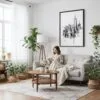 06 - Framed Empire State Building - Pencil Drawing Canvas Print - Woman reading on couch - Vertical.jpg