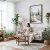 06 - Framed Fairbanks Alaska Watercolor Canvas Print - Woman reading on couch - Vertical.jpg