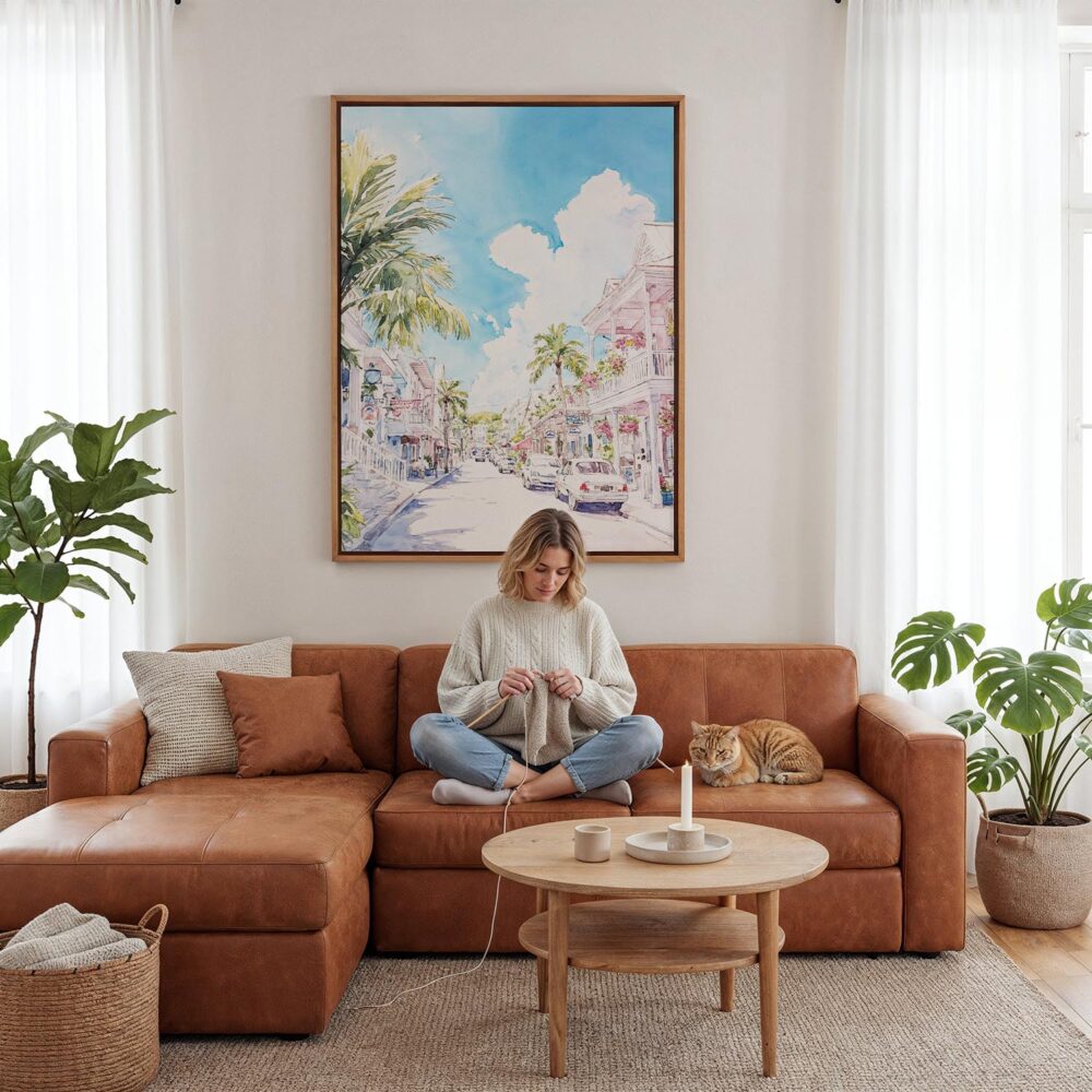 06 - Framed Florida Key West - Watercolor Canvas Print - Woman Knitting - Vertical.jpg 06 - Framed Florida Key West - Watercolor Canvas Print - Woman Knitting - Vertical.jpg